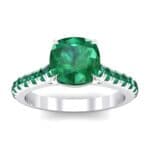 Claw Prong Pave Emerald Engagement Ring (1.35 CTW) Top Dynamic View