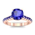 Claw Prong Pave Blue Sapphire Engagement Ring (1.35 CTW) Top Dynamic View