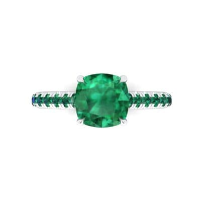 Claw Prong Pave Emerald Engagement Ring (1.35 CTW) Top Flat View