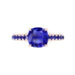 Claw Prong Pave Blue Sapphire Engagement Ring (1.35 CTW) Top Flat View