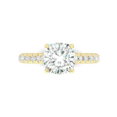 Claw Prong Pave Diamond Engagement Ring (0.93 CTW) Top Flat View
