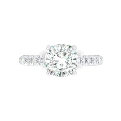 Claw Prong Pave Crystal Engagement Ring (0.93 CTW) Top Flat View