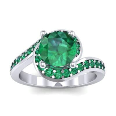 Embrace Pave Emerald Bypass Engagement Ring (1.52 CTW) Top Dynamic View