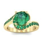 Embrace Pave Emerald Bypass Engagement Ring (1.52 CTW) Top Dynamic View