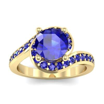 Embrace Pave Blue Sapphire Bypass Engagement Ring (1.52 CTW) Top Dynamic View