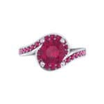 Embrace Pave Ruby Bypass Engagement Ring (1.52 CTW) Top Flat View