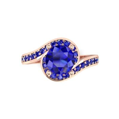 Embrace Pave Blue Sapphire Bypass Engagement Ring (1.52 CTW) Top Flat View