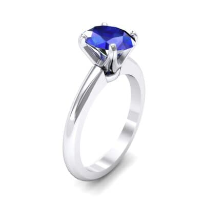 Modern Tulip Oval Solitaire Blue Sapphire Engagement Ring (1.8 CTW) Perspective View