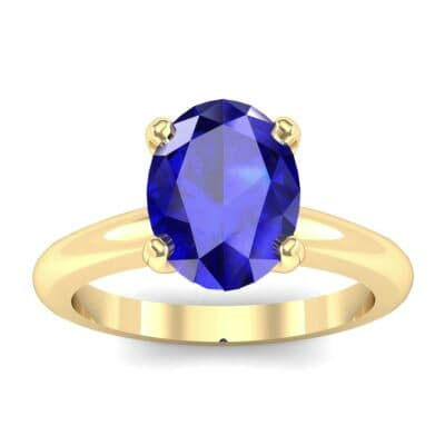 Modern Tulip Oval Solitaire Blue Sapphire Engagement Ring (1.8 CTW) Top Dynamic View