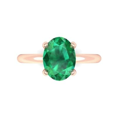 Modern Tulip Oval Solitaire Emerald Engagement Ring (1.8 CTW) Top Flat View