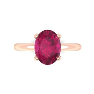 Modern Tulip Oval Solitaire Ruby Engagement Ring (1.8 CTW) Top Flat View