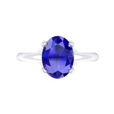 Modern Tulip Oval Solitaire Blue Sapphire Engagement Ring (1.8 CTW) Top Flat View