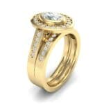Bezel-Set Halo Oval Diamond Engagement Ring (1.21 CTW) Perspective View