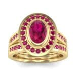 Bezel-Set Halo Oval Ruby Engagement Ring (1.78 CTW) Top Dynamic View