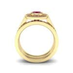 Bezel-Set Halo Oval Ruby Engagement Ring (1.78 CTW) Side View