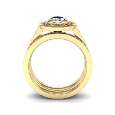 Bezel-Set Halo Oval Blue Sapphire Engagement Ring (1.78 CTW) Side View