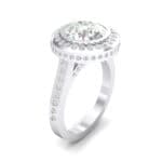 Vintage Halo Bezel-Set Crystal Engagement Ring Perspective View