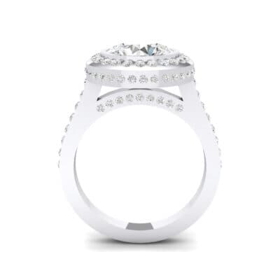 Vintage Halo Bezel-Set Crystal Engagement Ring Side View