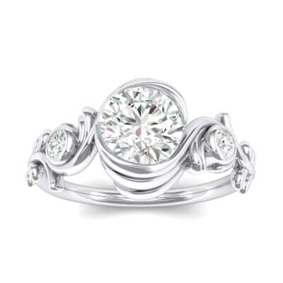 Sunflower Three-Stone Crystal Engagement Ring Top Dynamic View