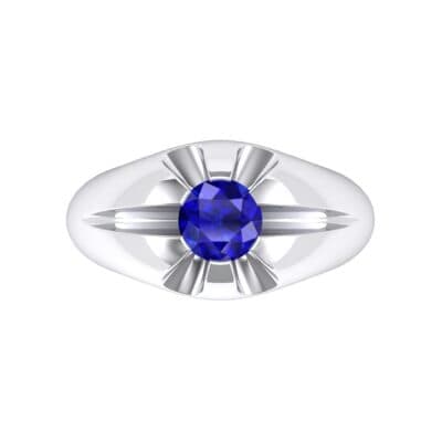 Rosebud Solitaire Blue Sapphire Engagement Ring (0.7 CTW) Top Flat View