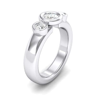 Mod Bezel Three-Stone Crystal Engagement Ring Perspective View