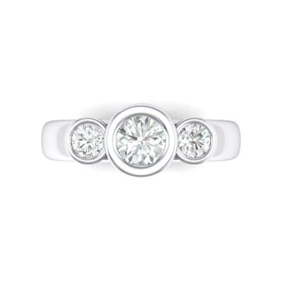 Mod Bezel Three-Stone Crystal Engagement Ring Top Flat View
