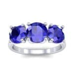 V Basket Trilogy Blue Sapphire Engagement Ring (2.6 CTW) Top Dynamic View