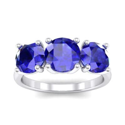 V Basket Trilogy Blue Sapphire Engagement Ring (2.6 CTW) Top Dynamic View
