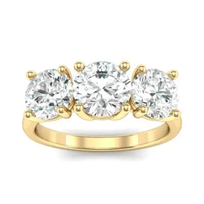 This 14k three-stone engagement ring from ICONIC boasts a simple, yet bold design