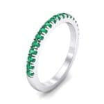 Fishtail Pave Emerald Ring (0.38 CTW) Perspective View