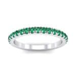 Fishtail Pave Emerald Ring (0.38 CTW) Top Dynamic View