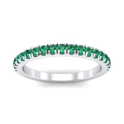 Fishtail Pave Emerald Ring (0.38 CTW) Top Dynamic View