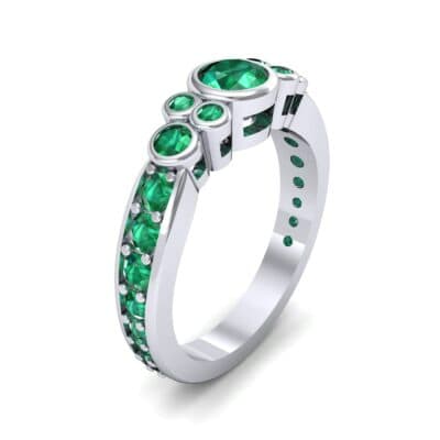 Bezel Accent Emerald Engagement Ring (1.43 CTW) Perspective View