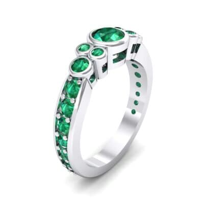 Bezel Accent Emerald Engagement Ring (1.43 CTW) Perspective View