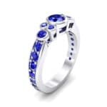 Bezel Accent Blue Sapphire Engagement Ring (1.43 CTW) Perspective View