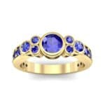 Bezel Accent Blue Sapphire Engagement Ring (1.43 CTW) Top Dynamic View