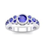 Bezel Accent Blue Sapphire Engagement Ring (1.43 CTW) Top Dynamic View