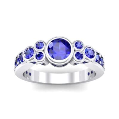 Bezel Accent Blue Sapphire Engagement Ring (1.43 CTW) Top Dynamic View