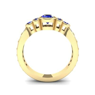 Bezel Accent Blue Sapphire Engagement Ring (1.43 CTW) Side View