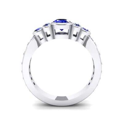 Bezel Accent Blue Sapphire Engagement Ring (1.43 CTW) Side View