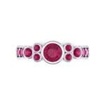 Bezel Accent Ruby Engagement Ring (1.43 CTW) Top Flat View