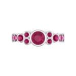 Bezel Accent Ruby Engagement Ring (1.43 CTW) Top Flat View