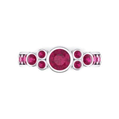 Bezel Accent Ruby Engagement Ring (1.43 CTW) Top Flat View