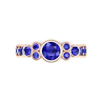 Bezel Accent Blue Sapphire Engagement Ring (1.43 CTW) Top Flat View