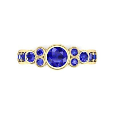 Bezel Accent Blue Sapphire Engagement Ring (1.43 CTW) Top Flat View