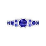 Bezel Accent Blue Sapphire Engagement Ring (1.43 CTW) Top Flat View