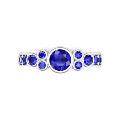 Bezel Accent Blue Sapphire Engagement Ring (1.43 CTW) Top Flat View