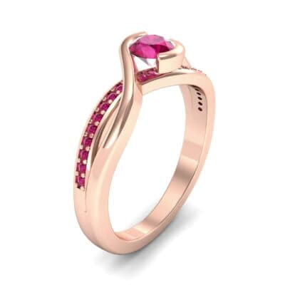 Split Band Ruby Bypass Engagement Ring (0.55 CTW) Perspective View