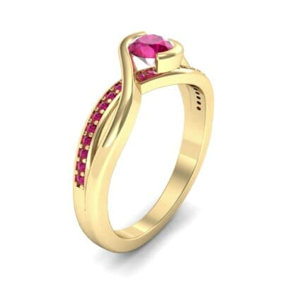 Split Band Ruby Bypass Engagement Ring (0.55 CTW) Perspective View