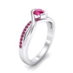 Split Band Ruby Bypass Engagement Ring (0.55 CTW) Perspective View